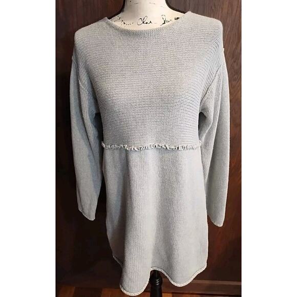 J. JILL Sweater Size Medium Gray Loose Tunic Chunky High neck Minimalist Capsule - Picture 1 of 7